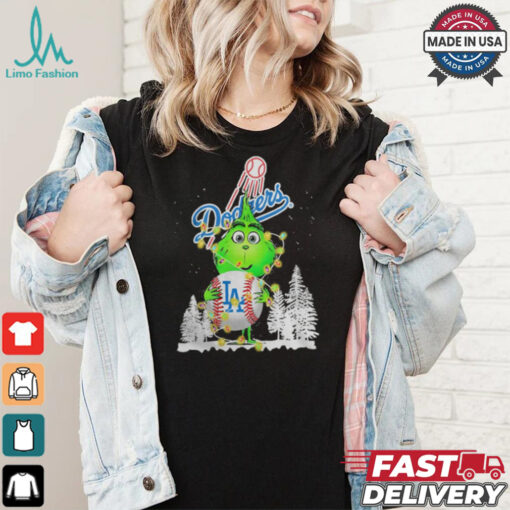 Dodgers Shop The Grinch Hug Los Angeles Dodgers Logo Christmas Shirt