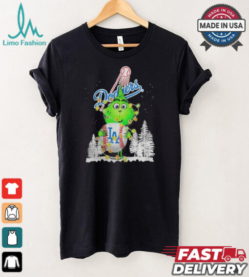 Dodgers Shop The Grinch Hug Los Angeles Dodgers Logo Christmas Shirt