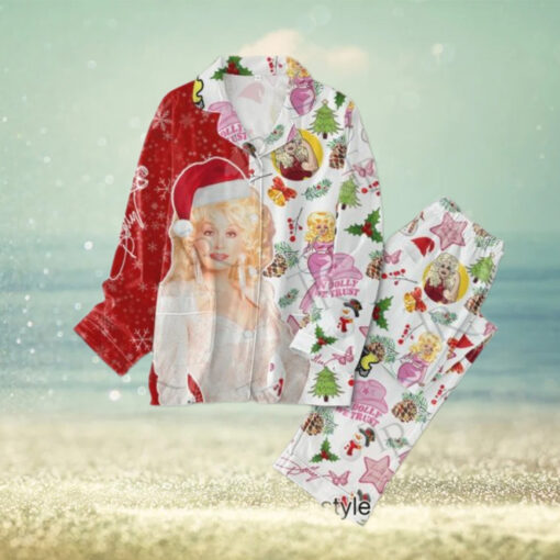 Dolly Parton In Dolly We Trust Merry Christmas Button Down Pajamas Set