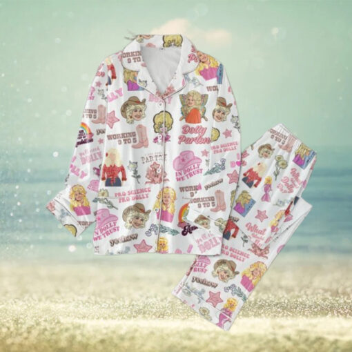 Dolly Parton Working 9 to 5 Button Pajamas Set