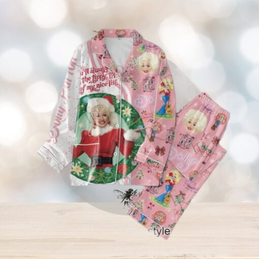 Dolly Parton You’ll Always Be At The Tippy Top Of My Nice List Merry Christmas Button Down Pajamas Set