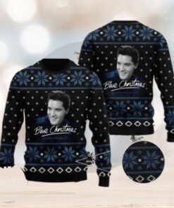 Elvis Presley Blue Christmas Chirstmas Gifts 2024 Xmas For Family And Friends Ugly Sweater