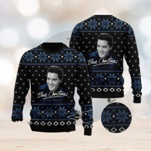 Elvis Presley Blue Christmas Chirstmas Gifts 2024 Xmas For Family And Friends Ugly Sweater