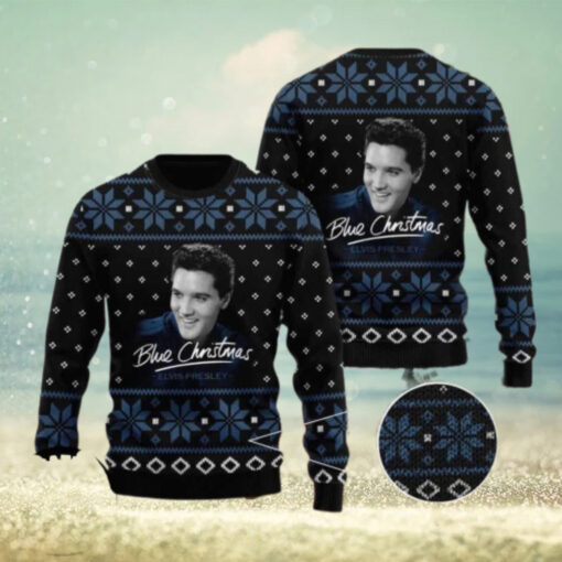 Elvis Presley Blue Christmas Chirstmas Gifts 2024 Xmas For Family And Friends Ugly Sweater