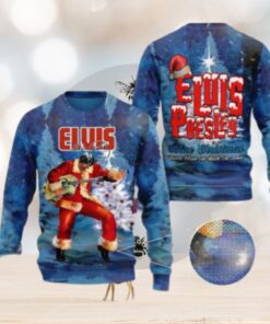 Elvis Presley Blue Christmas Santa Claus Is Back In Town Chirstmas Gifts 2024 Xmas For Family And Friends Ugly Sweater