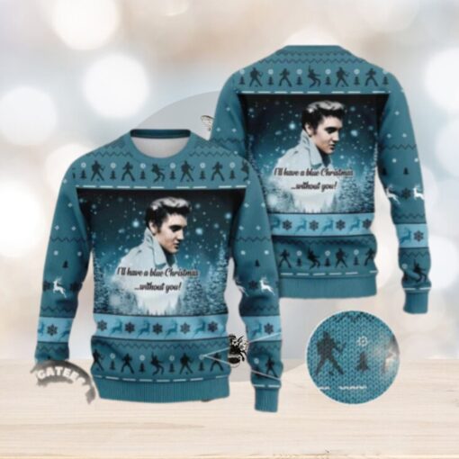 Elvis Presley I Will Have A Blue Christmas Without You Chirstmas Gifts 2024 Xmas For Family And Friends Ugly Sweater