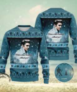 Elvis Presley I Will Have A Blue Christmas Without You Chirstmas Gifts 2024 Xmas For Family And Friends Ugly Sweater