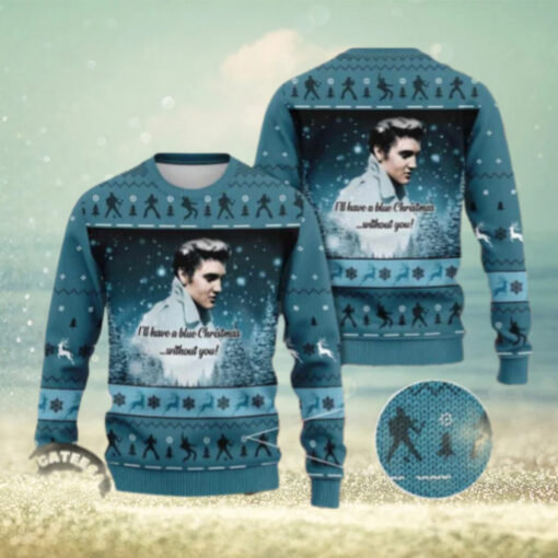Elvis Presley I Will Have A Blue Christmas Without You Chirstmas Gifts 2024 Xmas For Family And Friends Ugly Sweater