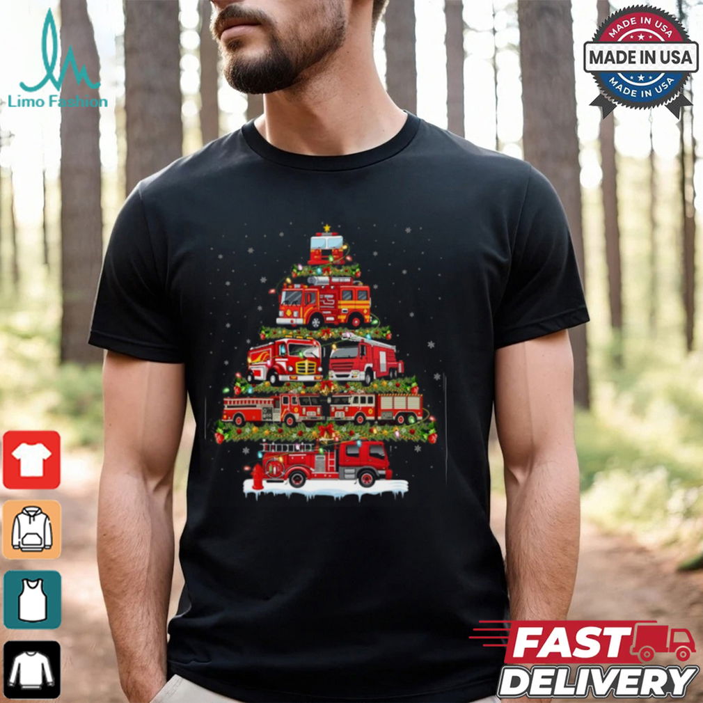 Fire Truck Xmas Lights Firefighter Fire Truck Christmas Tree Firefighter T Shirt Fire Truck Xmas Lights Firefighter Fire Truck Christmas Tree Firefighter T Shirt