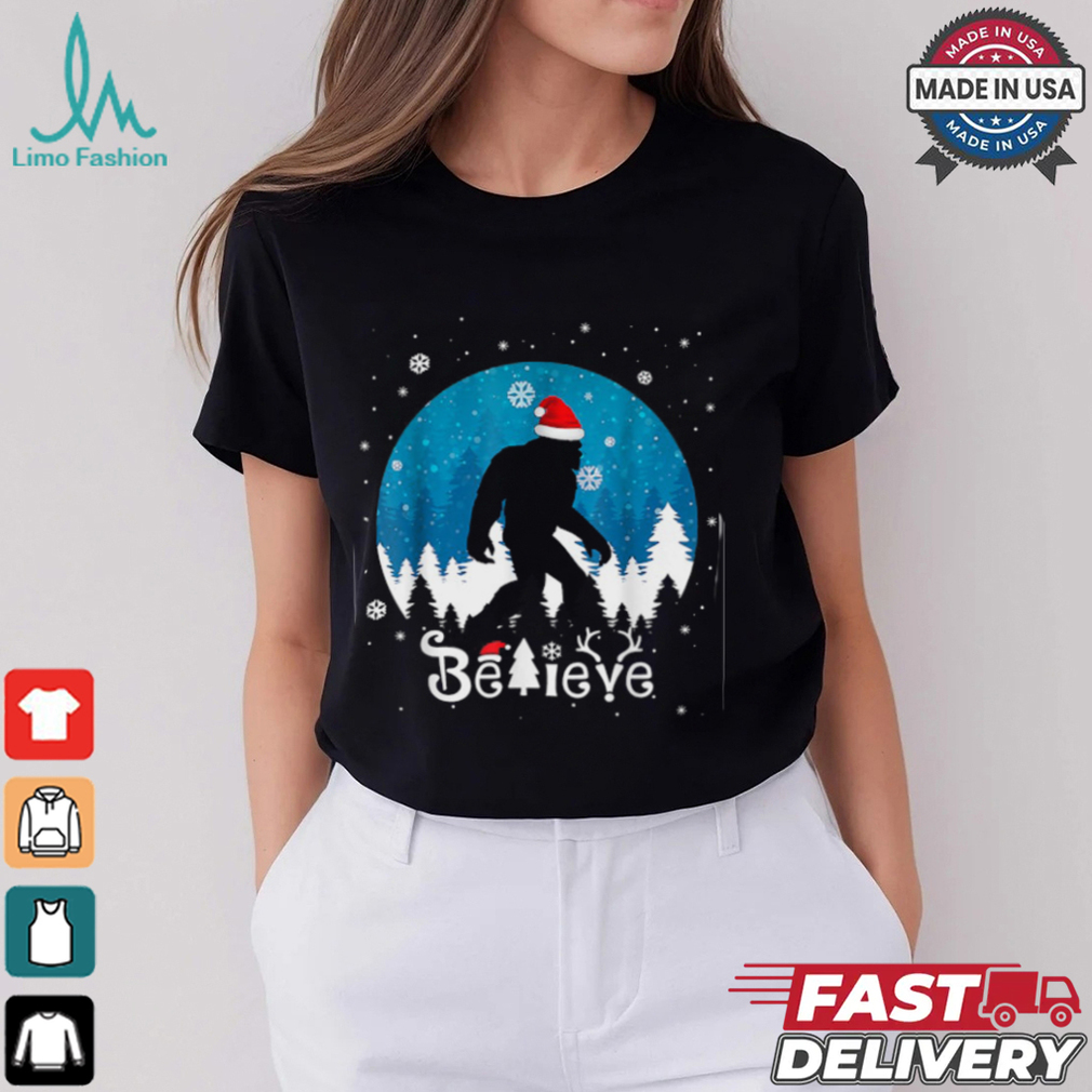 Funny Christmas Xmas Bigfoot Believe Sasquatch In Moon Light T Shirt Recovered Funny Christmas Xmas Bigfoot Believe Sasquatch In Moon Light T Shirt Recovered
