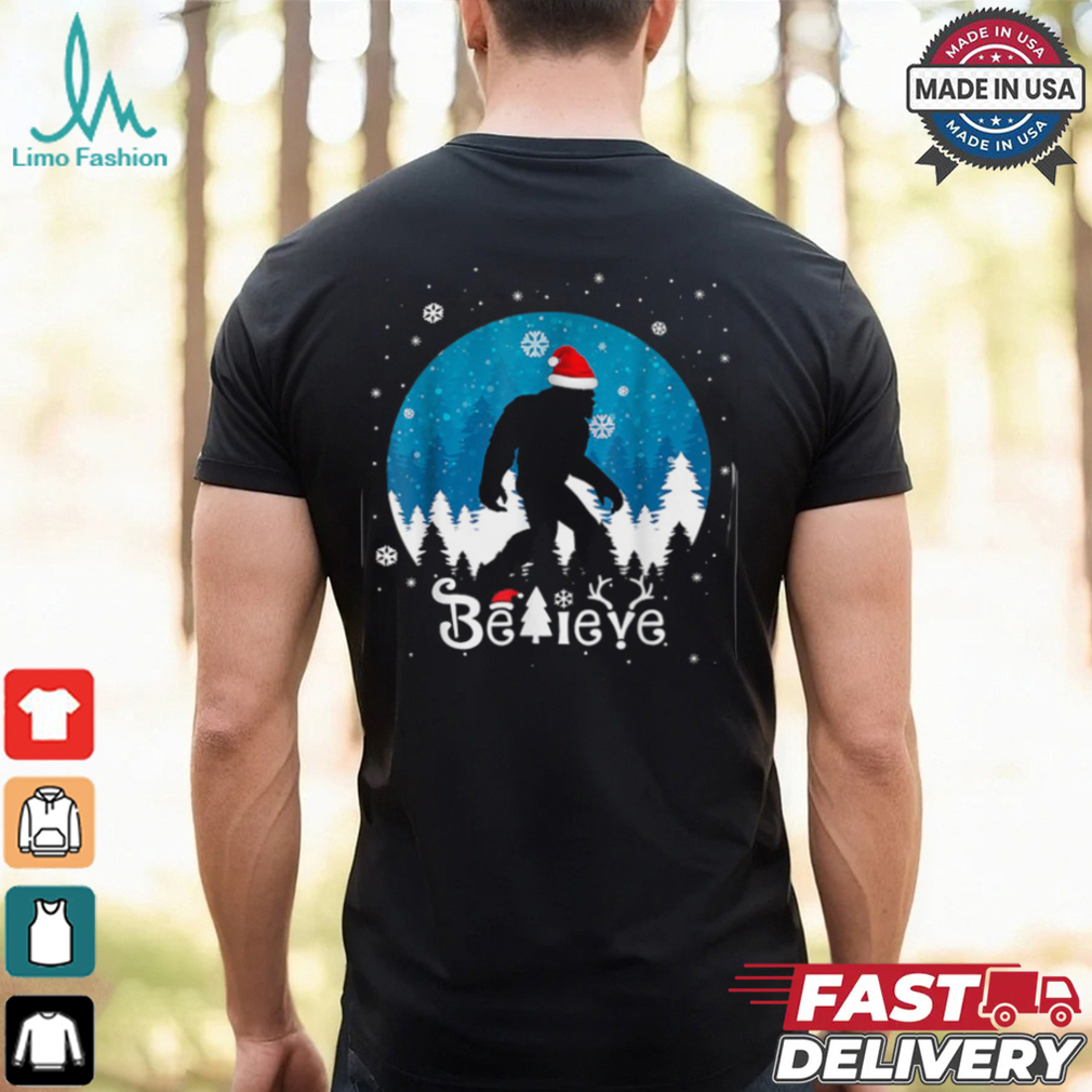 Funny Christmas Xmas Bigfoot Believe Sasquatch In Moon Light T Shirt Recovered Funny Christmas Xmas Bigfoot Believe Sasquatch In Moon Light T Shirt Recovered