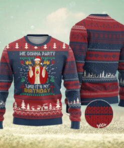 Funny Jesus Birthday Ugly Christmas Sweater We Gonna Party Like It’s My Birthday Xmas