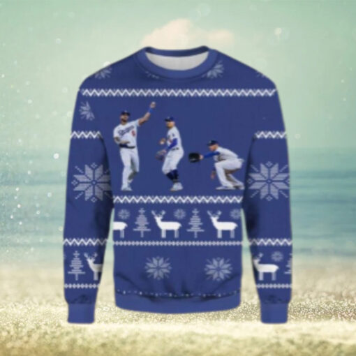 Funny LA Dodgers In Game Action Ugly Christmas Sweater