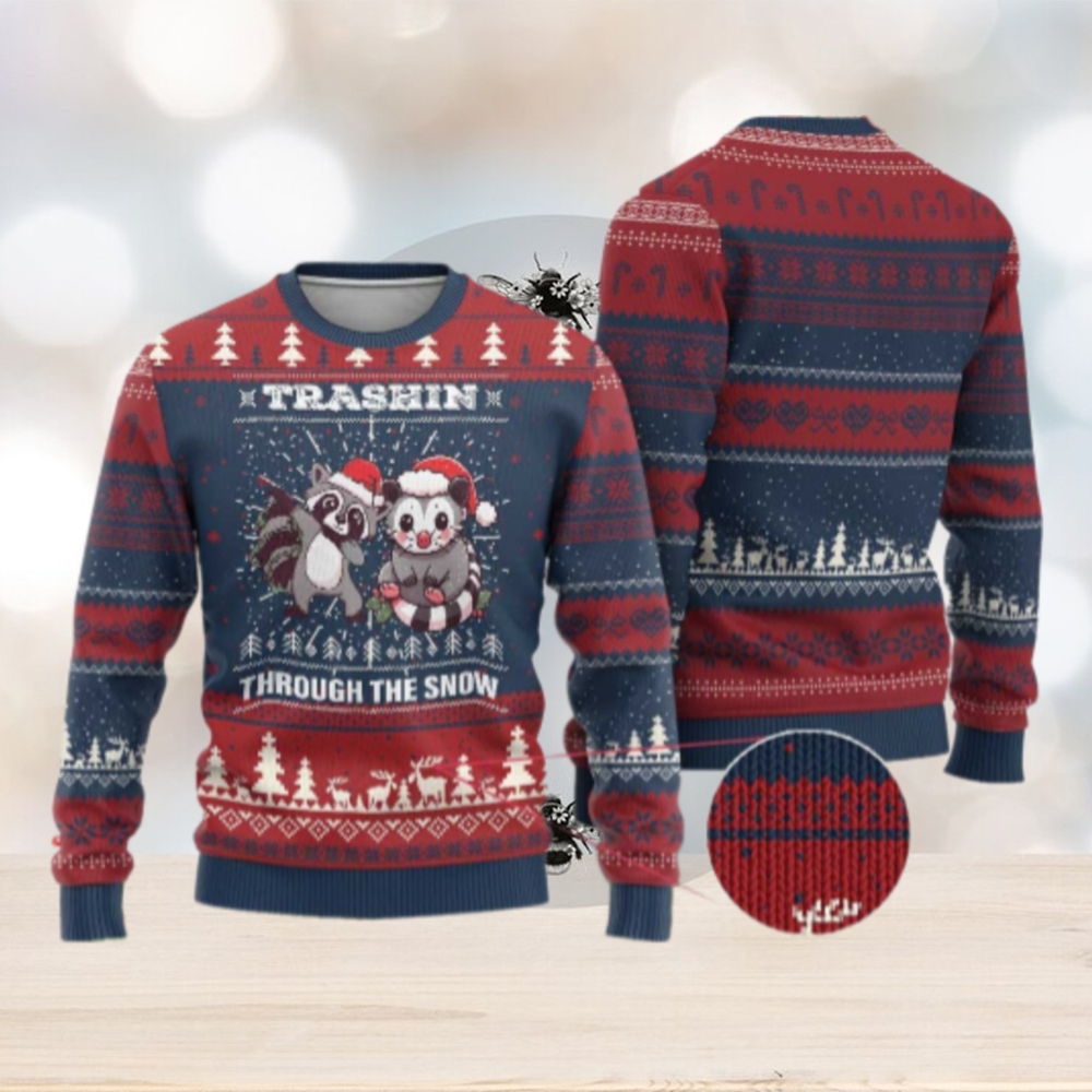 Funny Opossum Raccoon Xmas Ugly Christmas Sweater Trashin Through The Snow Garbage Gang Funny Opossum Raccoon Xmas Ugly Christmas Sweater Trashin Through The Snow Garbage Gang