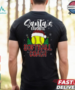 Funny Santas Favorite Softball Coach Christmas Plaid Xmas Softball T Shirt Recovered
