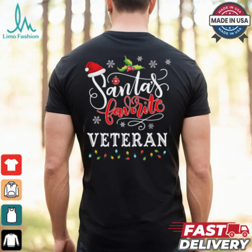 Funny Santas Favorite Veteran Christmas Gift Xmas Hat Veteran T Shirt Recovered