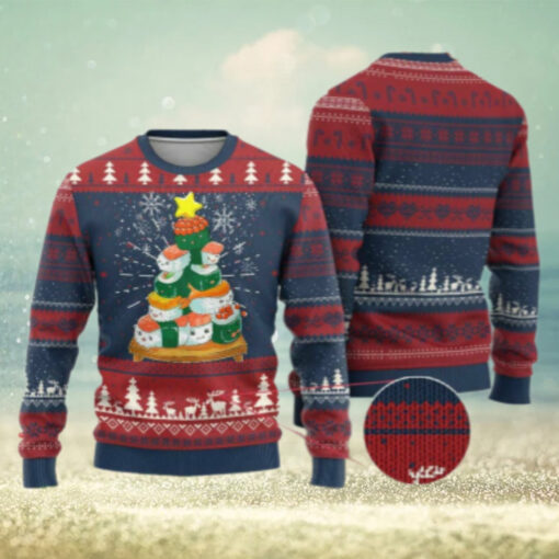 Funny Sushi Christmas Tree Ugly Christmas Sweater Cute Japanese Xmas