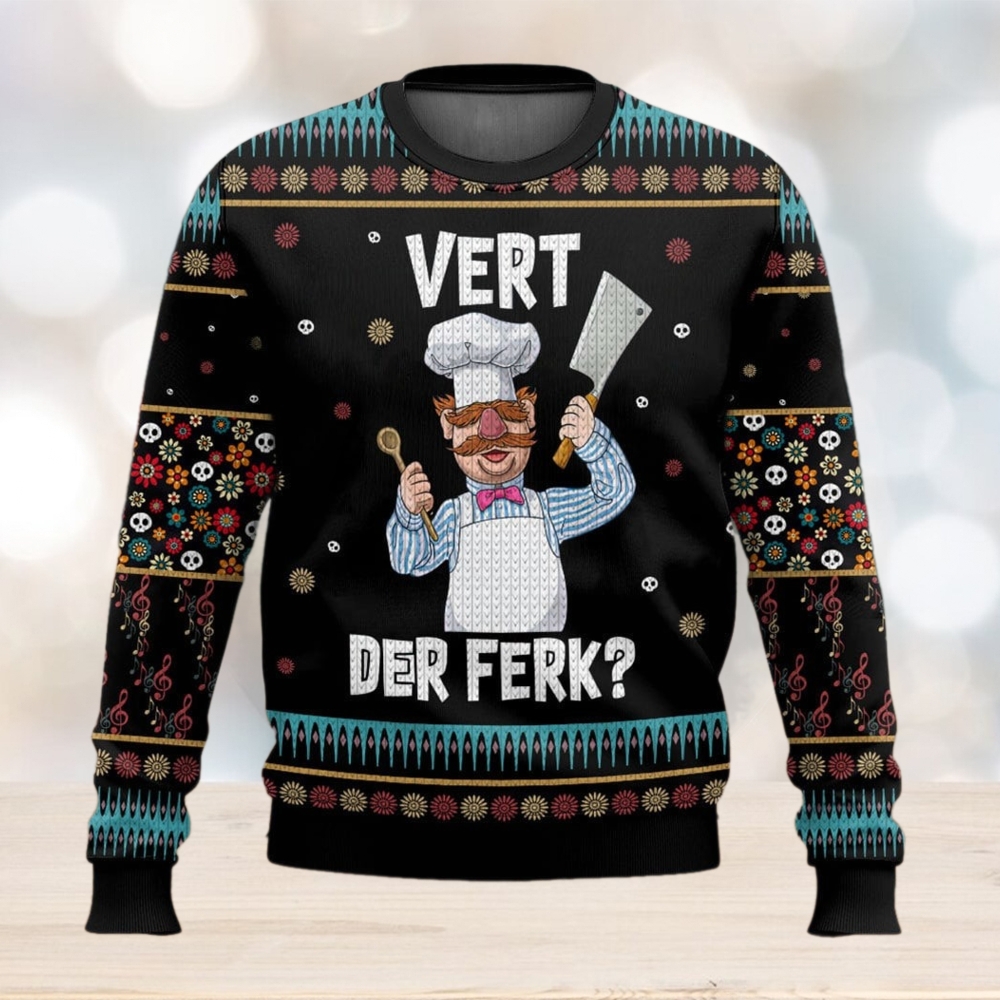 Funny Swedish Chef Vert Der Ferk Ugly Christmas Sweater Funny Swedish Chef Vert Der Ferk Ugly Christmas Sweater