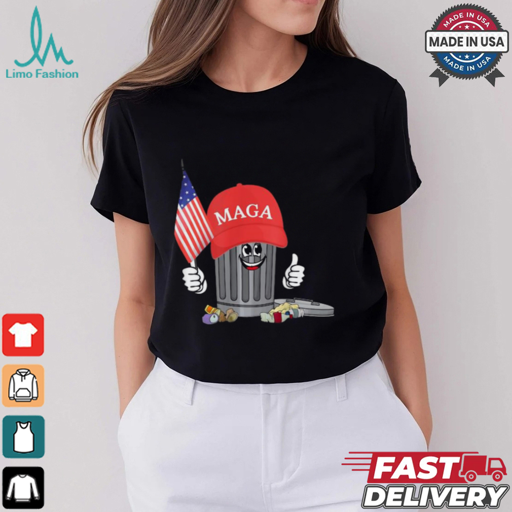 Funny Trump MAGA Garbage Can Cartoon Character American Flag T Shirt Funny Trump MAGA Garbage Can Cartoon Character American Flag T Shirt