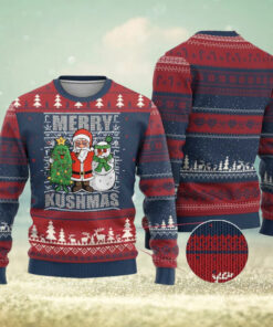 Funny Weed Xmas Ugly Christmas Sweater Merry Kushmas Naughty Santa Snowman Cannabis