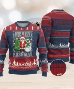 Funny Weed Xmas Ugly Christmas Sweater Merry Kushmas Naughty Santa Snowman Cannabis