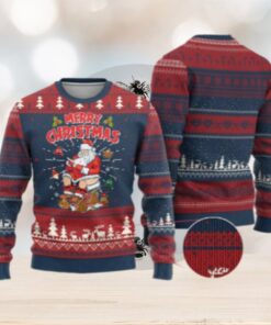Funny Xmas Bad Santa Ugly Christmas Sweater Santa Pooping Down The Chimney