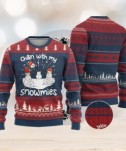 Funny Xmas Ugly Christmas Sweater Chillin With My Snowmies Funny Snowman Friendship
