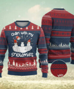 Funny Xmas Ugly Christmas Sweater Chillin With My Snowmies Funny Snowman Friendship