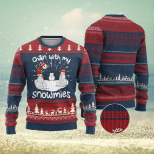 Funny Xmas Ugly Christmas Sweater Chillin With My Snowmies Funny Snowman Friendship