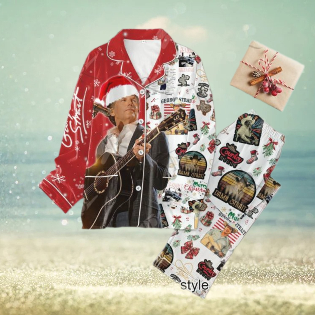 George Strait Merry Christmas Button Down Pajamas Set George Strait Merry Christmas Button Down Pajamas Set