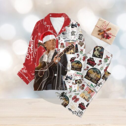 George Strait Merry Christmas Button Down Pajamas Set