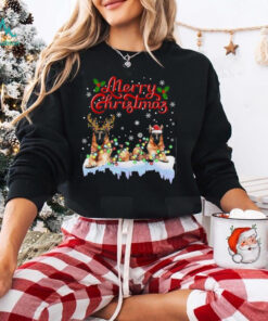 German Shepherd Christmas Lights Funny Dog Matching Family German Shepherd T Shirt
