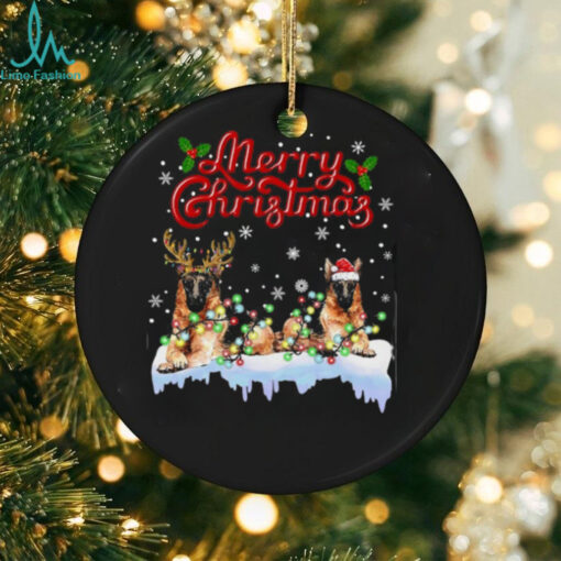 German Shepherd Christmas Lights Funny Dog Matching Family German Shepherd T Shirt