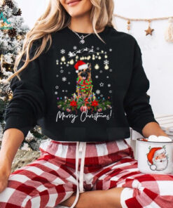German Shepherd Merry Christmas Lights Santa Hat German Shepherd T Shirt