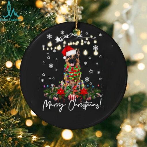 German Shepherd Merry Christmas Lights Santa Hat German Shepherd T Shirt