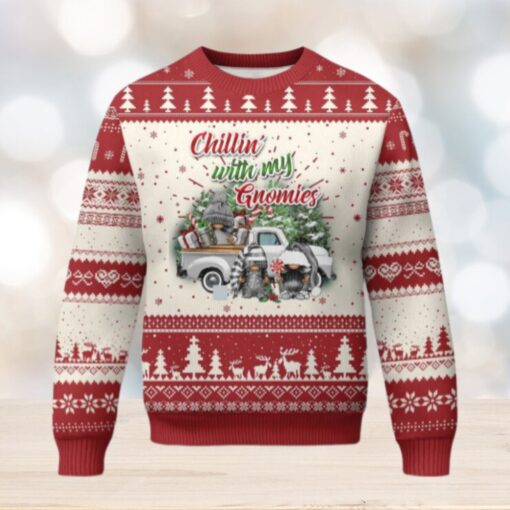 Gnome Christmas Ugly Christmas Sweater Chillin With My Gnomies Xmas Truck