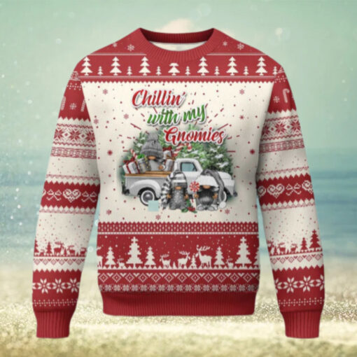 Gnome Christmas Ugly Christmas Sweater Chillin With My Gnomies Xmas Truck