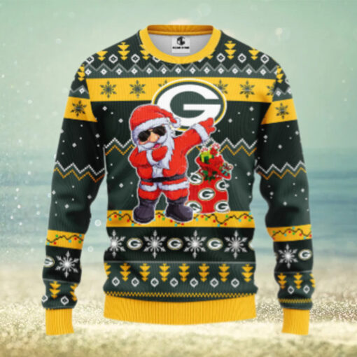 Green Bay Packers Dabbing Santa Claus Ugly Christmas Sweater