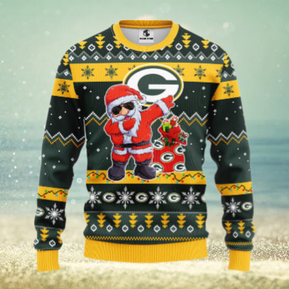 Green Bay Packers Dabbing Santa Claus Ugly Christmas Sweater Green Bay Packers Dabbing Santa Claus Ugly Christmas Sweater