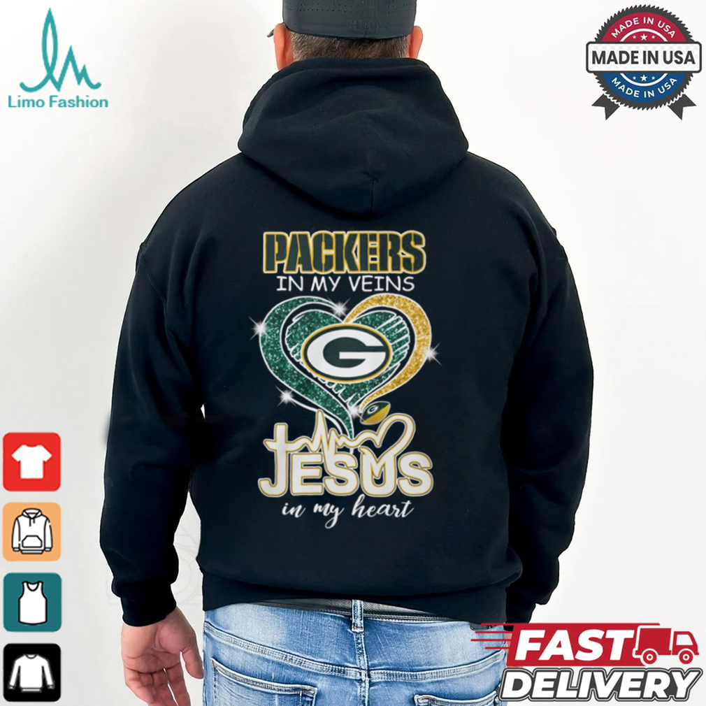 Green Bay Packers in my veins Jesus in my heart 2024 shirt Green Bay Packers in my veins Jesus in my heart 2024 shirt