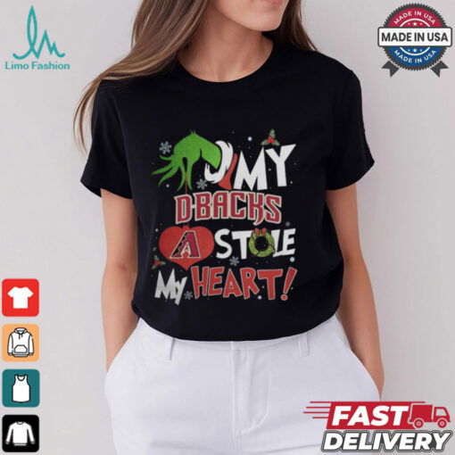 Grinch Hand My Arizona Diamondbacks Stole My Heart Christmas 2024 Shirt