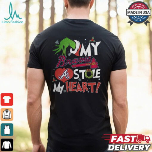 Grinch Hand My Atlanta Braves Stole My Heart Christmas 2024 Shirt