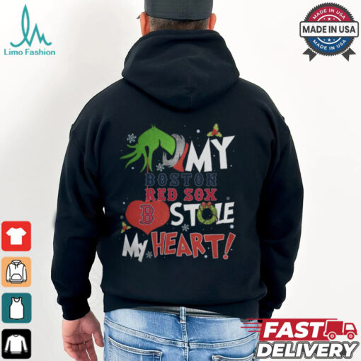 Grinch Hand My Boston Red Sox Stole My Heart Christmas 2024 Shirt