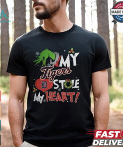 Grinch Hand My Detroit Tigers Stole My Heart Christmas 2024 Shirt