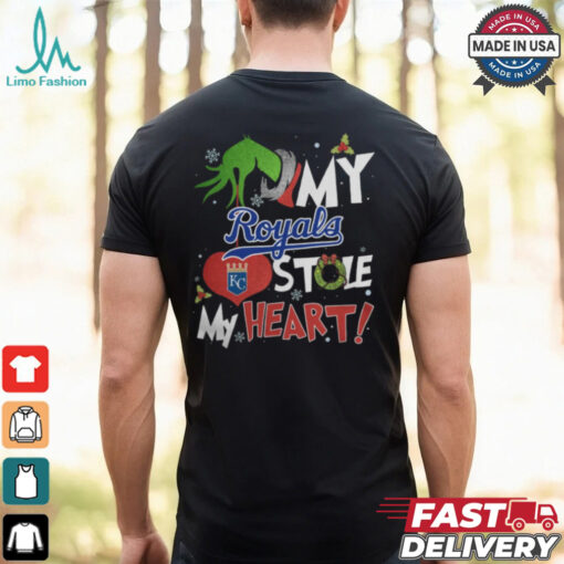 Grinch Hand My Kansas City Royals Stole My Heart Christmas 2024 Shirt