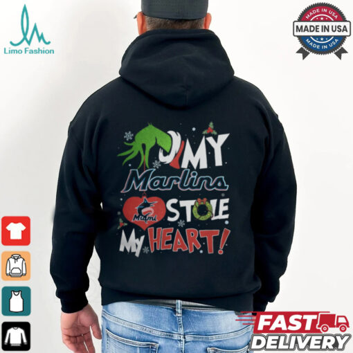 Grinch Hand My Miami Marlins Stole My Heart Christmas 2024 Shirt