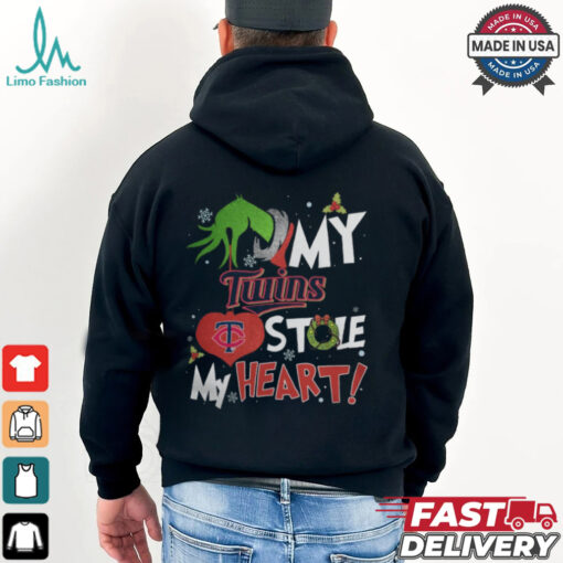 Grinch Hand My Minnesota Twins Stole My Heart Christmas 2024 Shirt