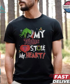 Grinch Hand My Minnesota Twins Stole My Heart Christmas 2024 Shirt