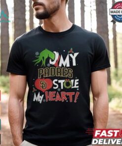 Grinch Hand My San Diego Padres Stole My Heart Christmas 2024 Shirt
