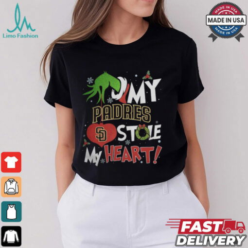 Grinch Hand My San Diego Padres Stole My Heart Christmas 2024 Shirt